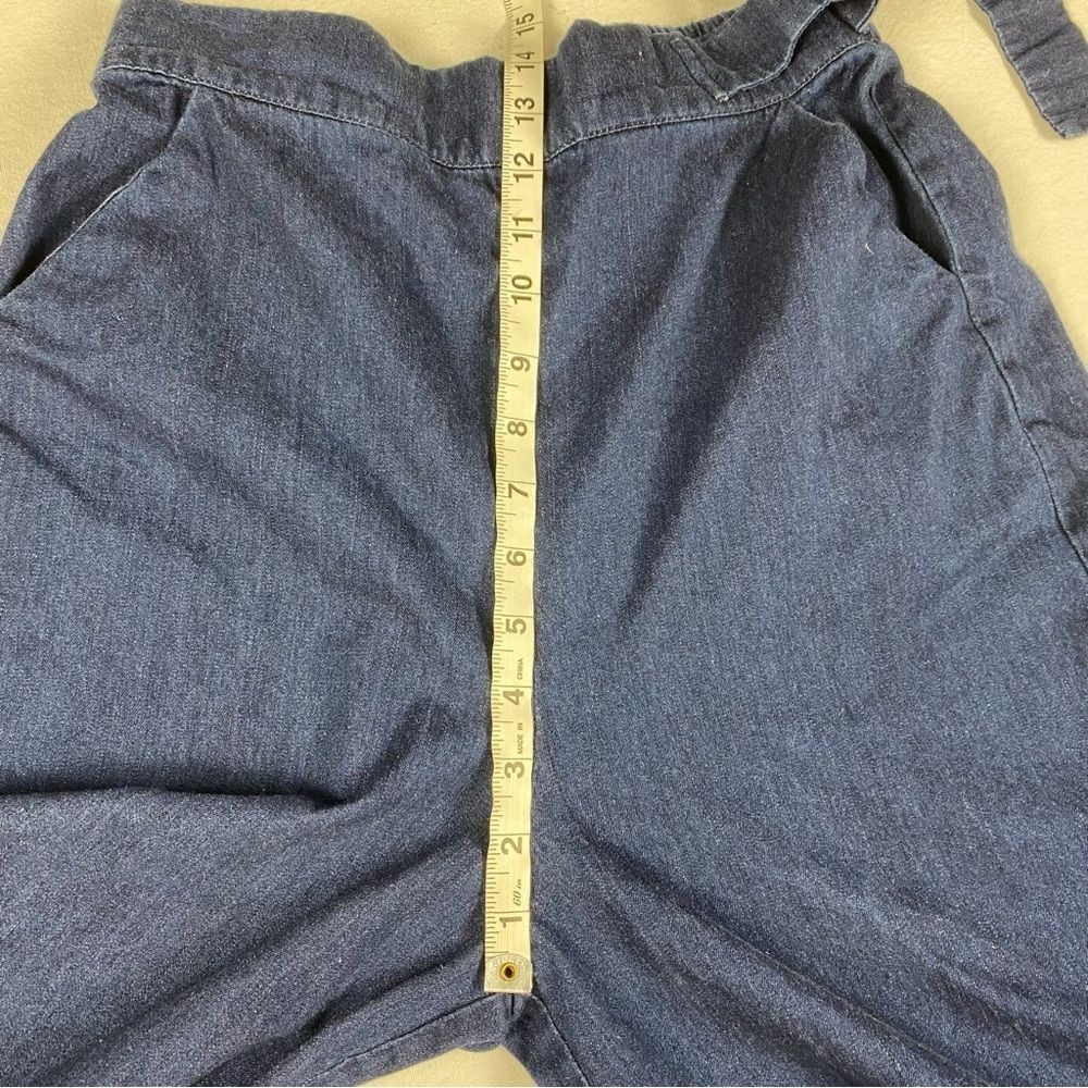 Forever 21 Contemporary Wide Leg Cropped Denim Pants Belted Dark Wash M - Picture 7 of 10